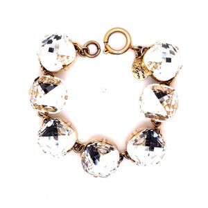 Victoria Lynn Huge Crystal Stone Statement Bracelet Gold Tone 7 Inch